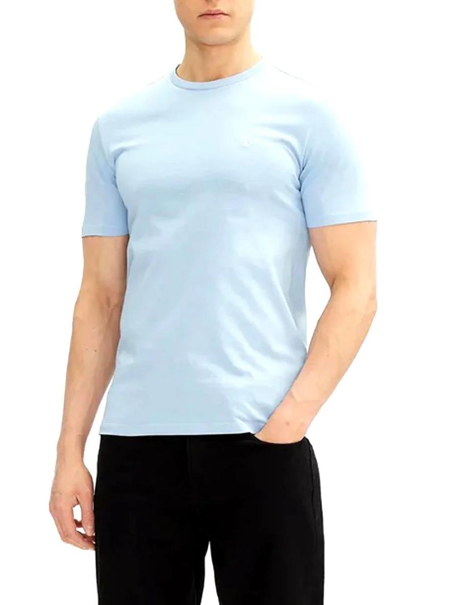Calvin Klein Ss Smooth Cttn Solid Crewnk Tee Lv040hm265 Magliette Unisex - Adulto-Celeste