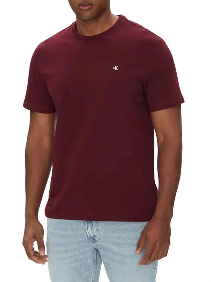 Calvin Klein Ss Smooth Cttn Solid Crewnk Tee Lv040hm265 Magliette Unisex - Adulto-Bordeaux