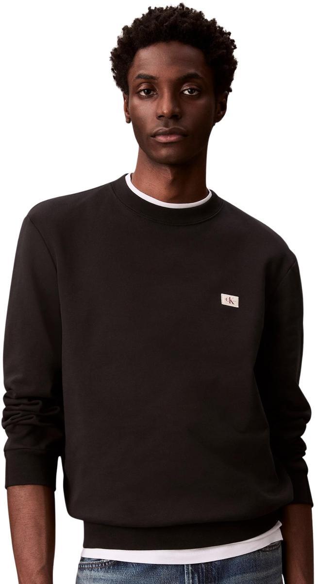 Calvin Klein Uomo Felpa Terry Badge con Scollo Rotondo