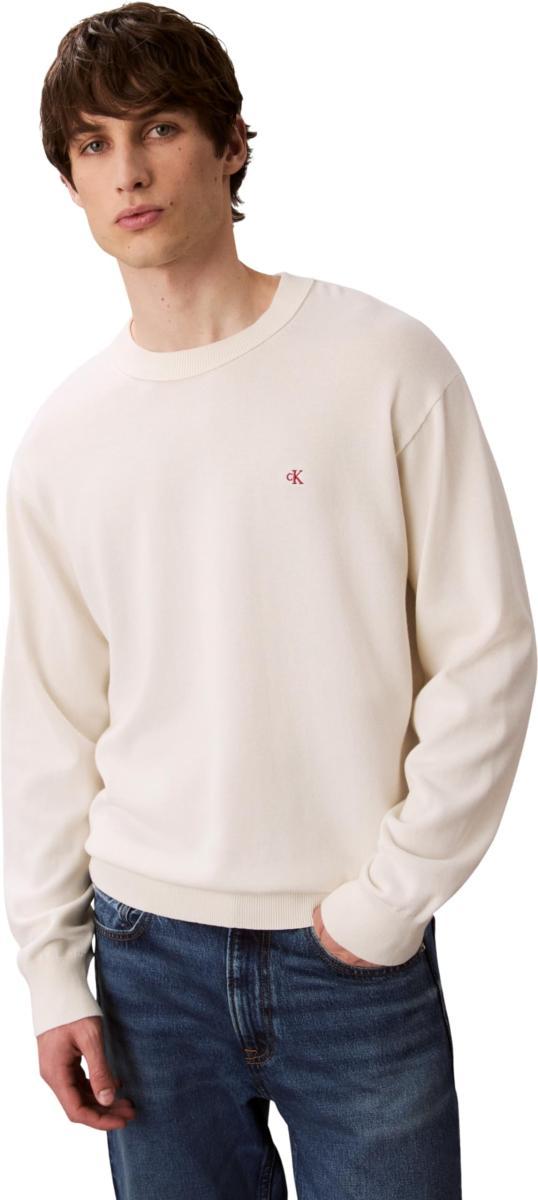 Calvin Klein LS Ez Cotton Crewnk Sweater 12gg Lv04rc309g Maglione Uomo (Pacco da 1)-Bianco