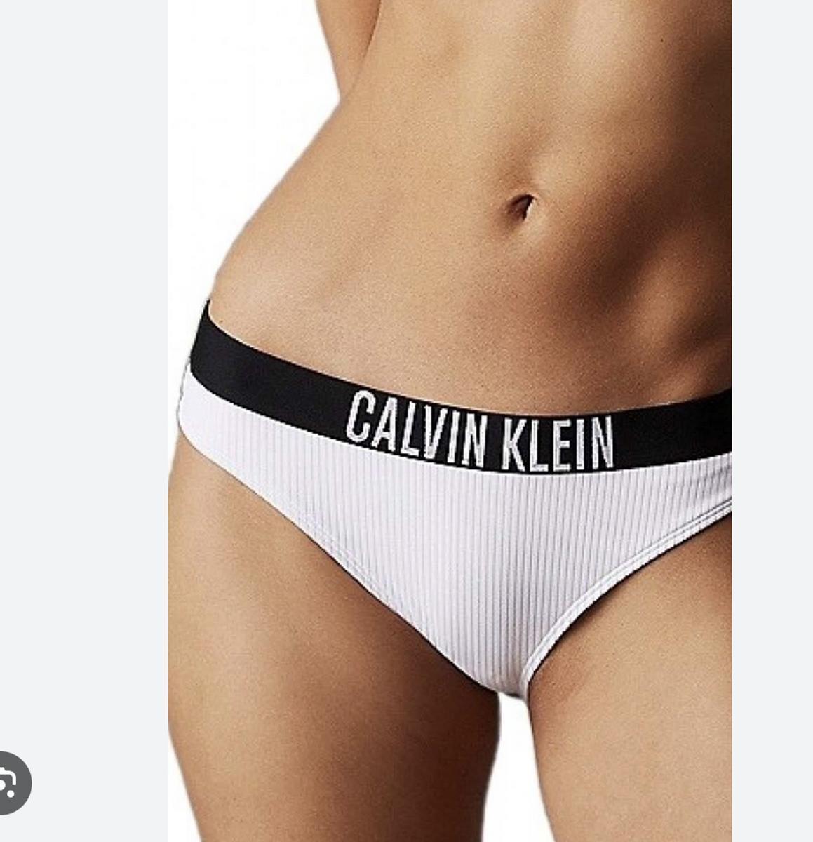 Calvin Klein Donna Slip Bikini con Fascia con Logo-BIANCO/NERO