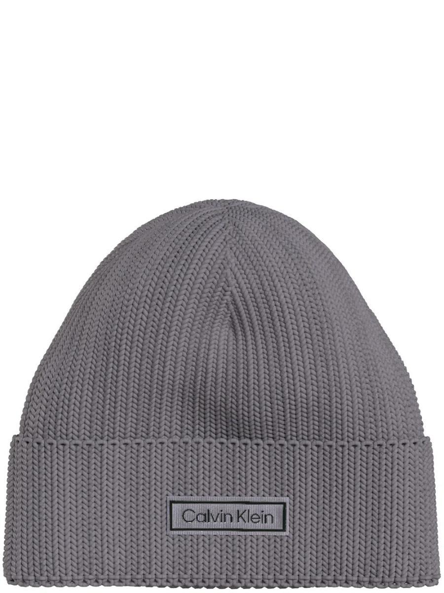 Calvin Klein Patch Chunky Rib Cotton Beanie Color Petunia Pink, One Size TRZ - Petunia Pink One Size