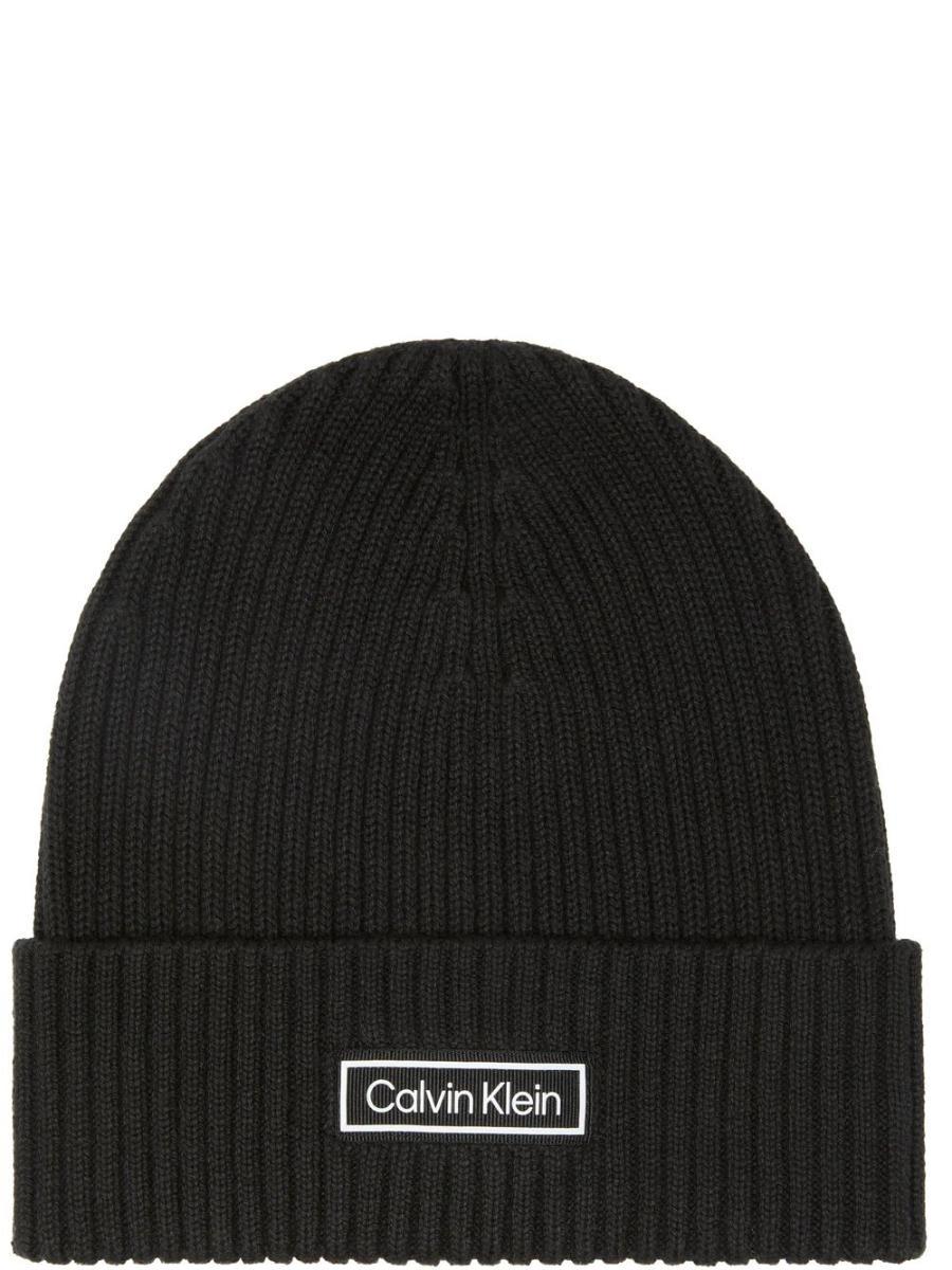 Calvin Klein Patch Chunky Rib Cotton Beanie Color Petunia Pink, One Size TRZ - Petunia Pink One Size-Nero