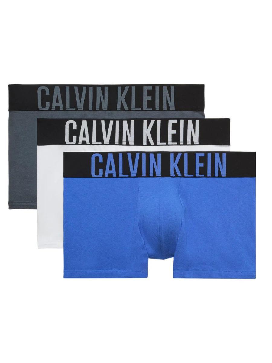 Calvin Klein Boxer da uomo in cotone elasticizzato con logo, confezione da 3 pezzi, 000NB3608AZD9-Blu / Bianco / Grigio