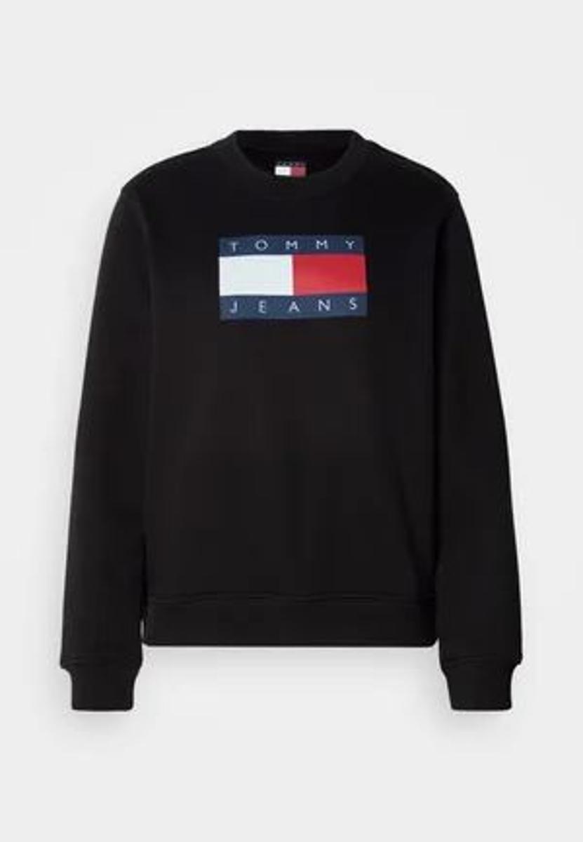 Tommy Jeans - TONAL TOMMY FLAG SWEATSHIRT - Felpa - black