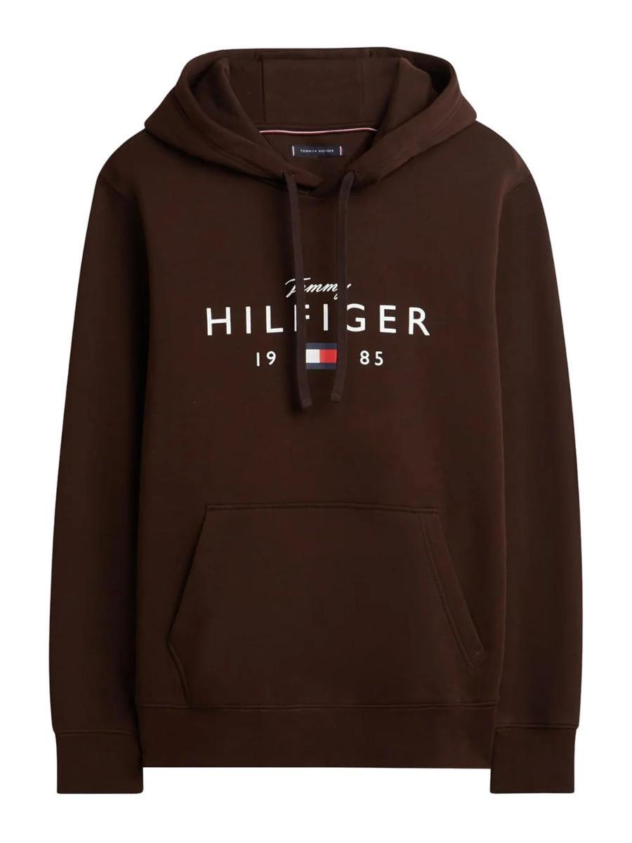 Tommy Hilfiger Brand Love Big Hilfiger Hoodie Mw0mw41427 Felpa con Cappuccio Unisex - Adulto-Cioccolato