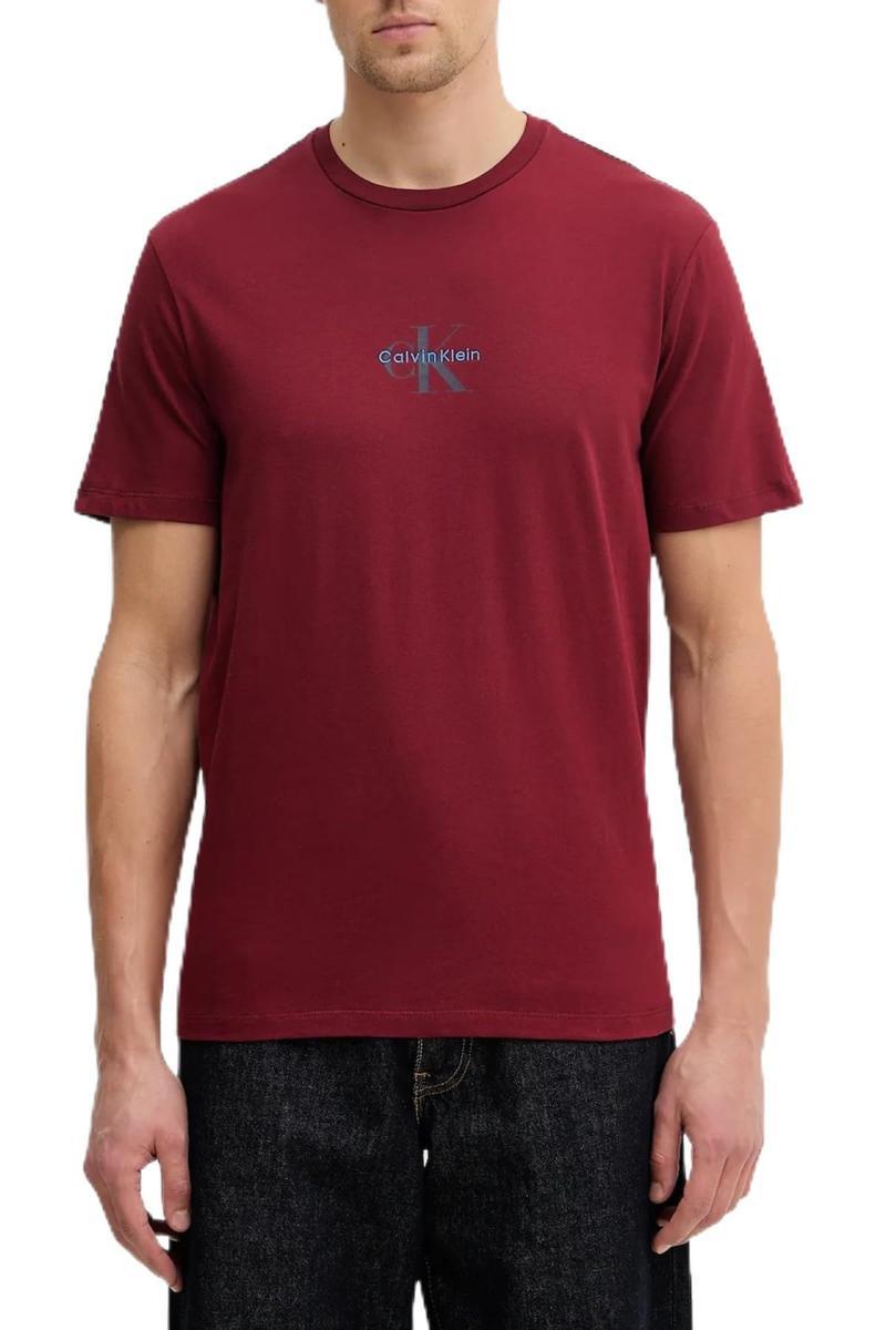 Calvin Klein LV04RB866G WCV - Maglietta da uomo in cotone, vestibilità normale, con logo a girocollo LV04RB866G WCV-Rosso