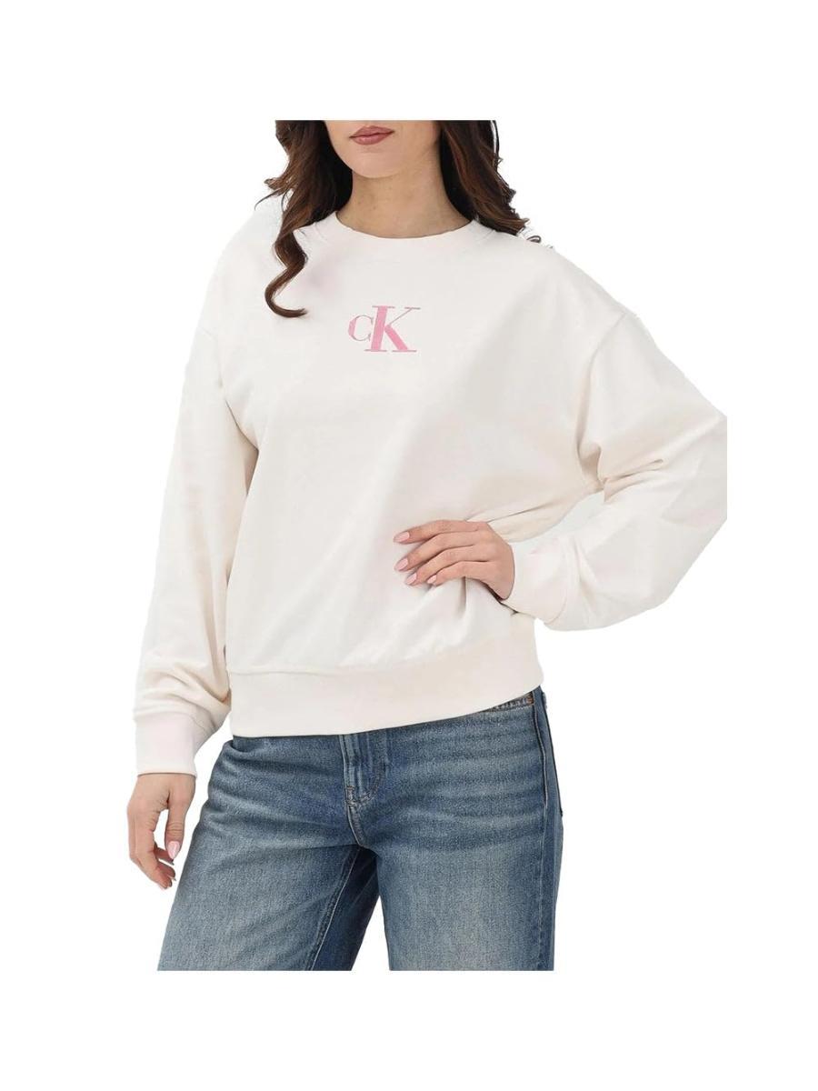 Calvin Klein Felpa Girocollo-Bianco