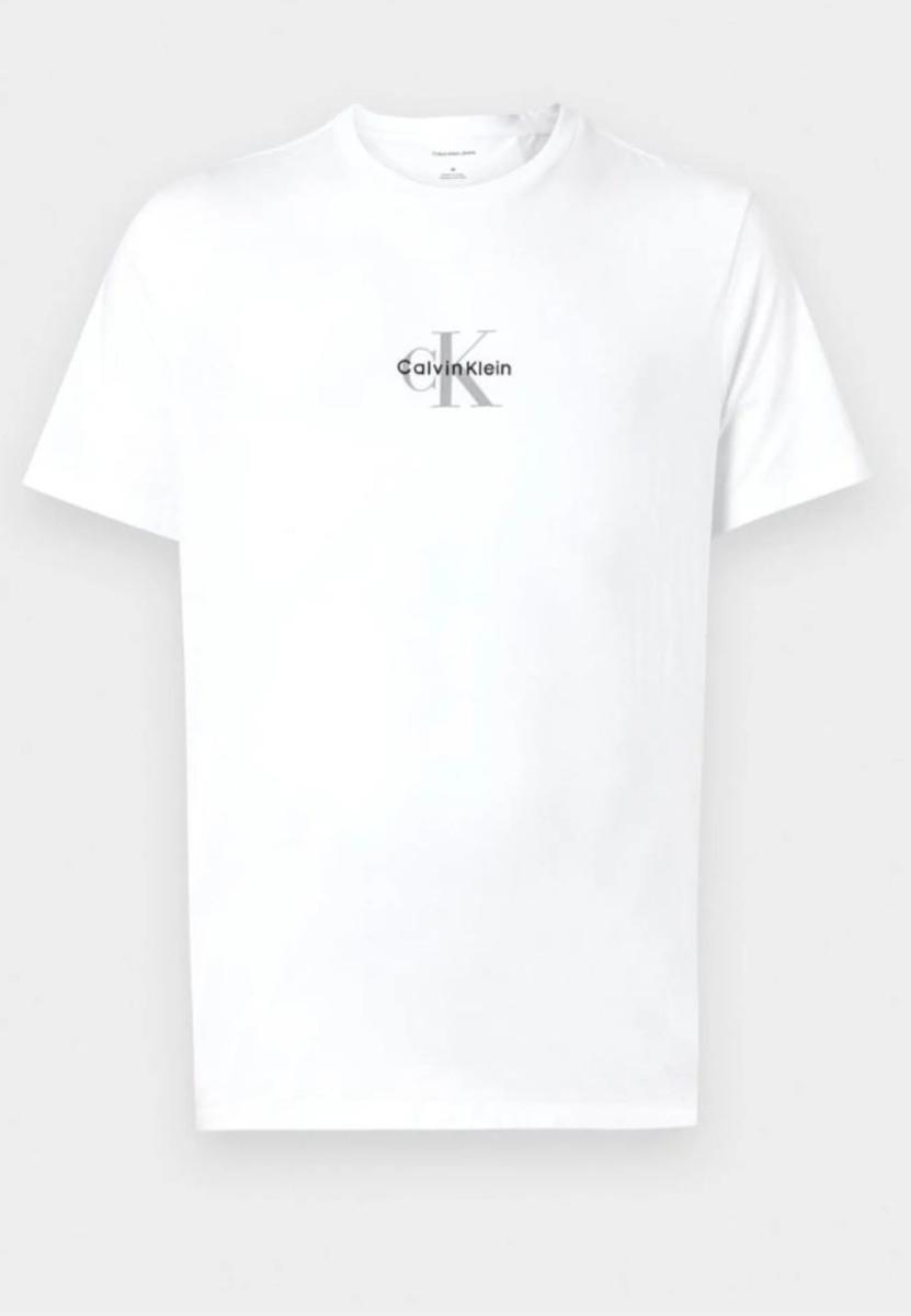 Calvin Klein SS 30s Micro Monologo Graphic Te Lv04rb866g Magliette grafiche Uomo (Pacco da 1)-Bianco