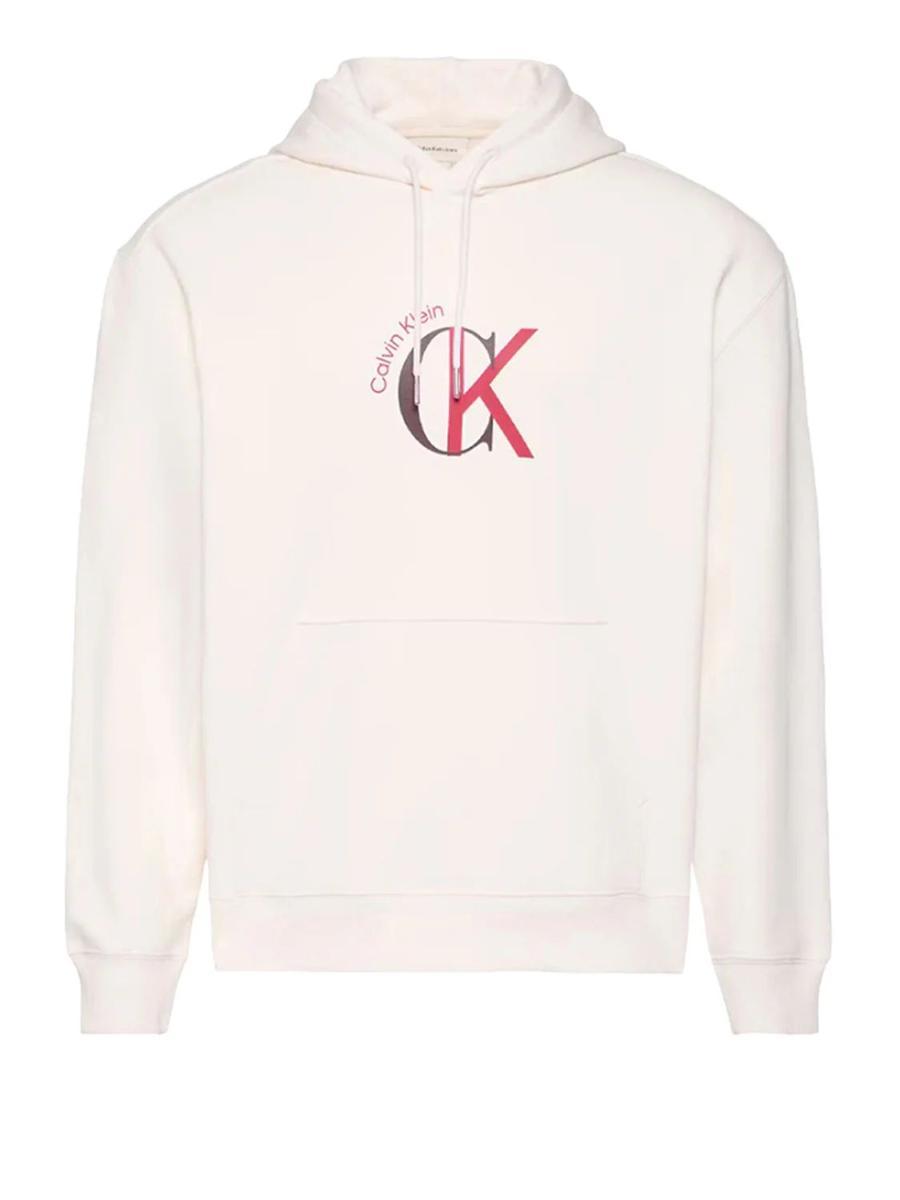Calvin Klein LS EU 350terry Graphic Hoodie Lv04re255g Felpe Unisex - Adulto-Bianco panna