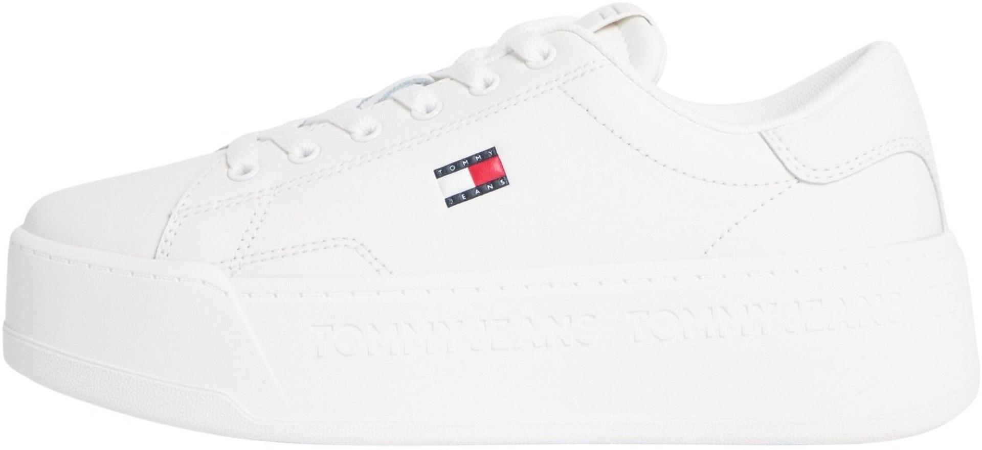 Tommy Jeans Tjw Script Cupsole Flatform En0en02961, Basso Top Donna-Bianco