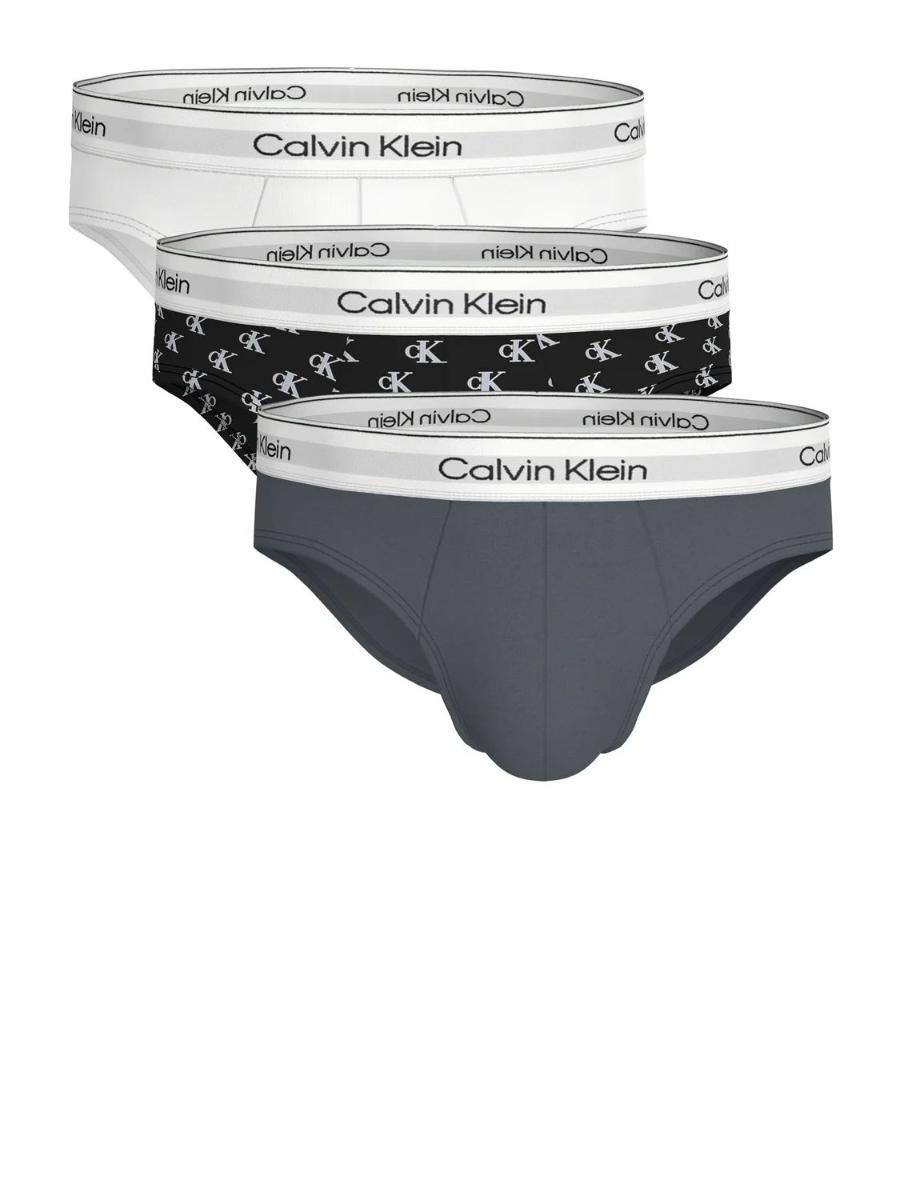 Calvin Klein Lv00nb4388 Hip Brief 3pk-Bianco / Nero / Grigio Scuro