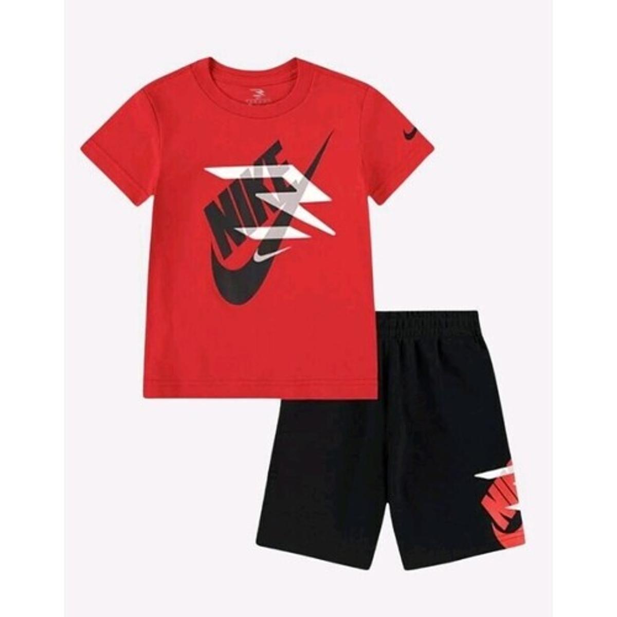 NIKE 3Brand Completo T-Shirt e Shorts da Ragazzi Icon Duo Big Logo Rosso Codice 9Q0615-U10