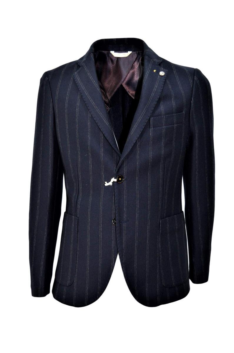 ALESSANDRO GILLES Giacca Uomo Sfoderata Extra Slim Fit GMAT 2307 Riga Blu