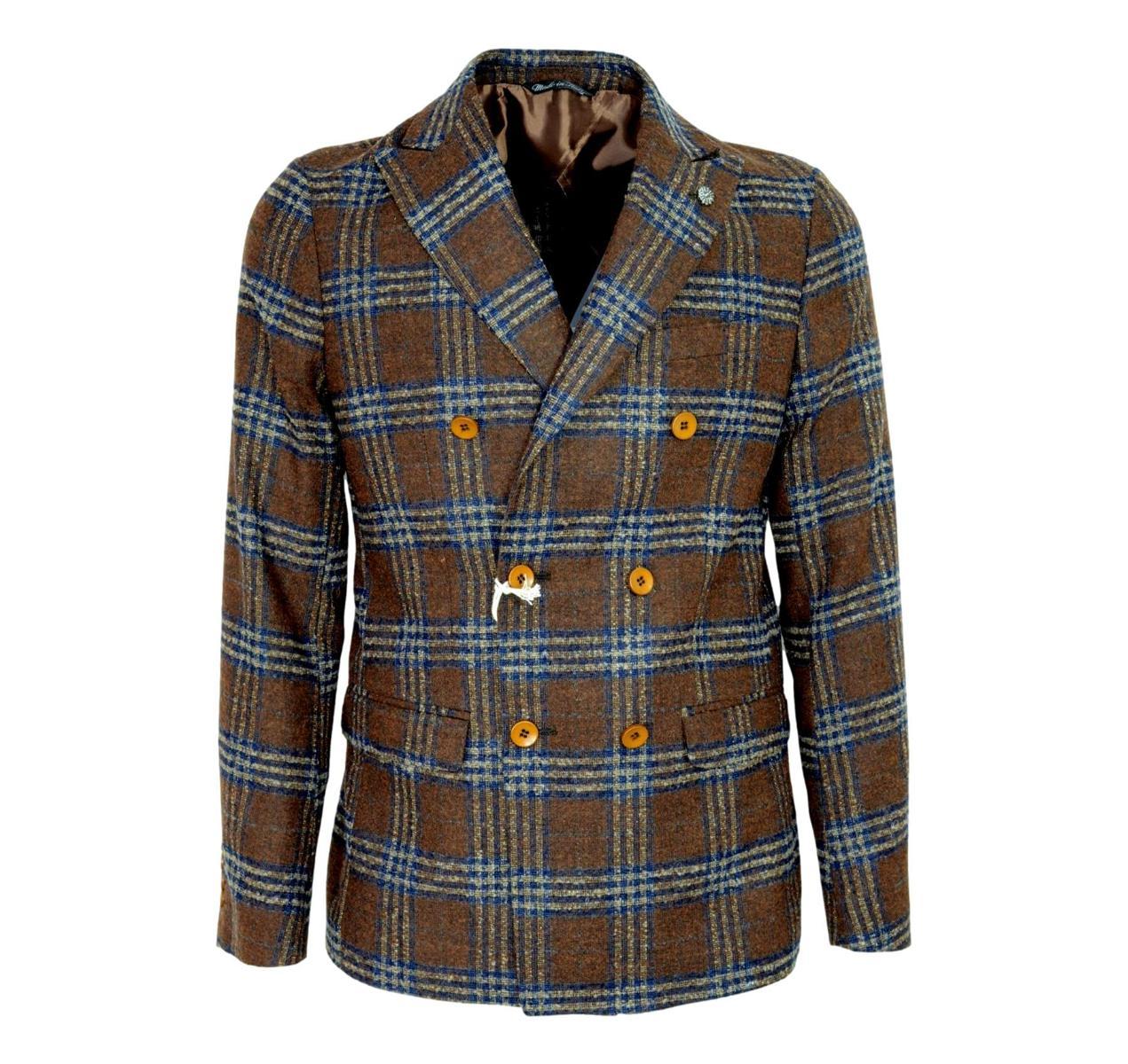 Alessandro Gilles Giacca Uomo 2710 Slim Fit Doppio Petto a Quadri
