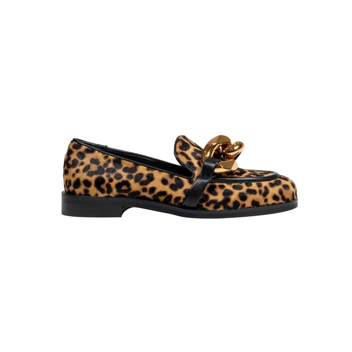 Mocassino Donna leopardato con anelli dorati
