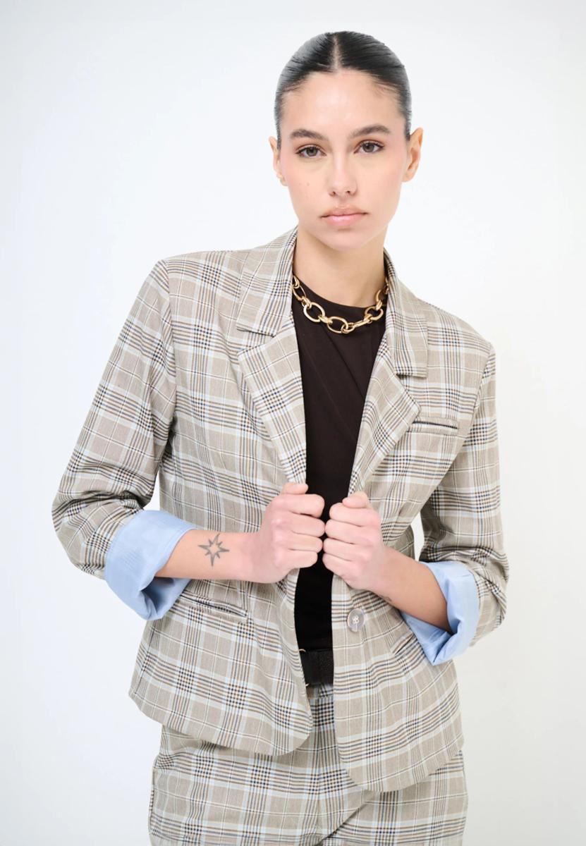 Kikisix Giacca Donna a Scatolina Quadri Mezza Stagione KXGI2482