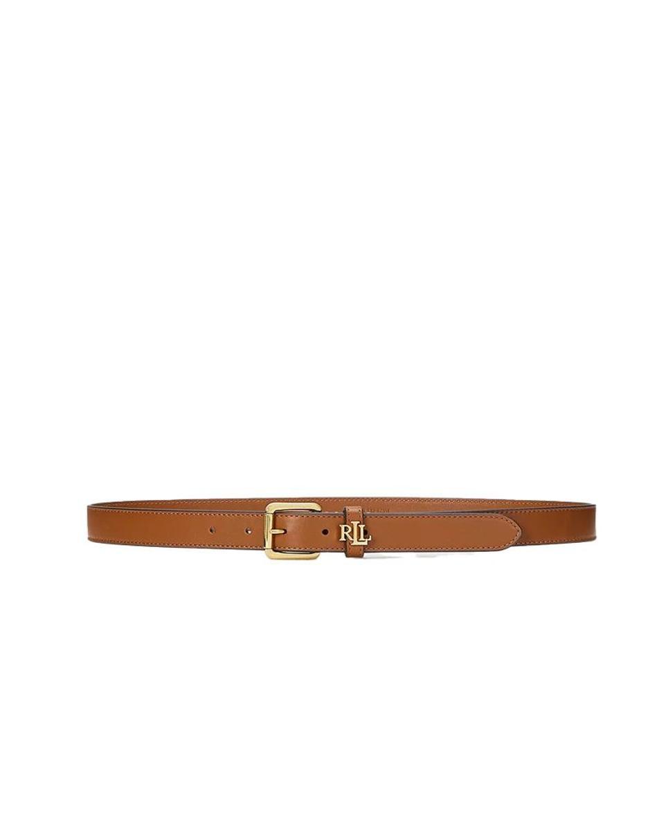 CINTURA IN PELLE PIENO FIORE DA DONNA CON LOGO - CUOIO