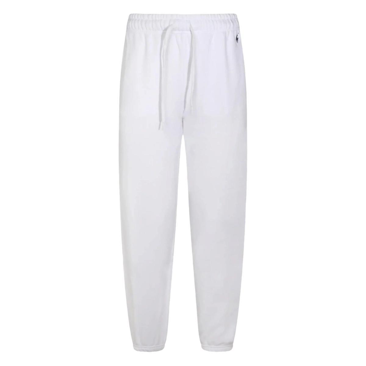 POLO RALPH LAUREN Pantaloni Jogging in Bianco Con Logo Ricamato