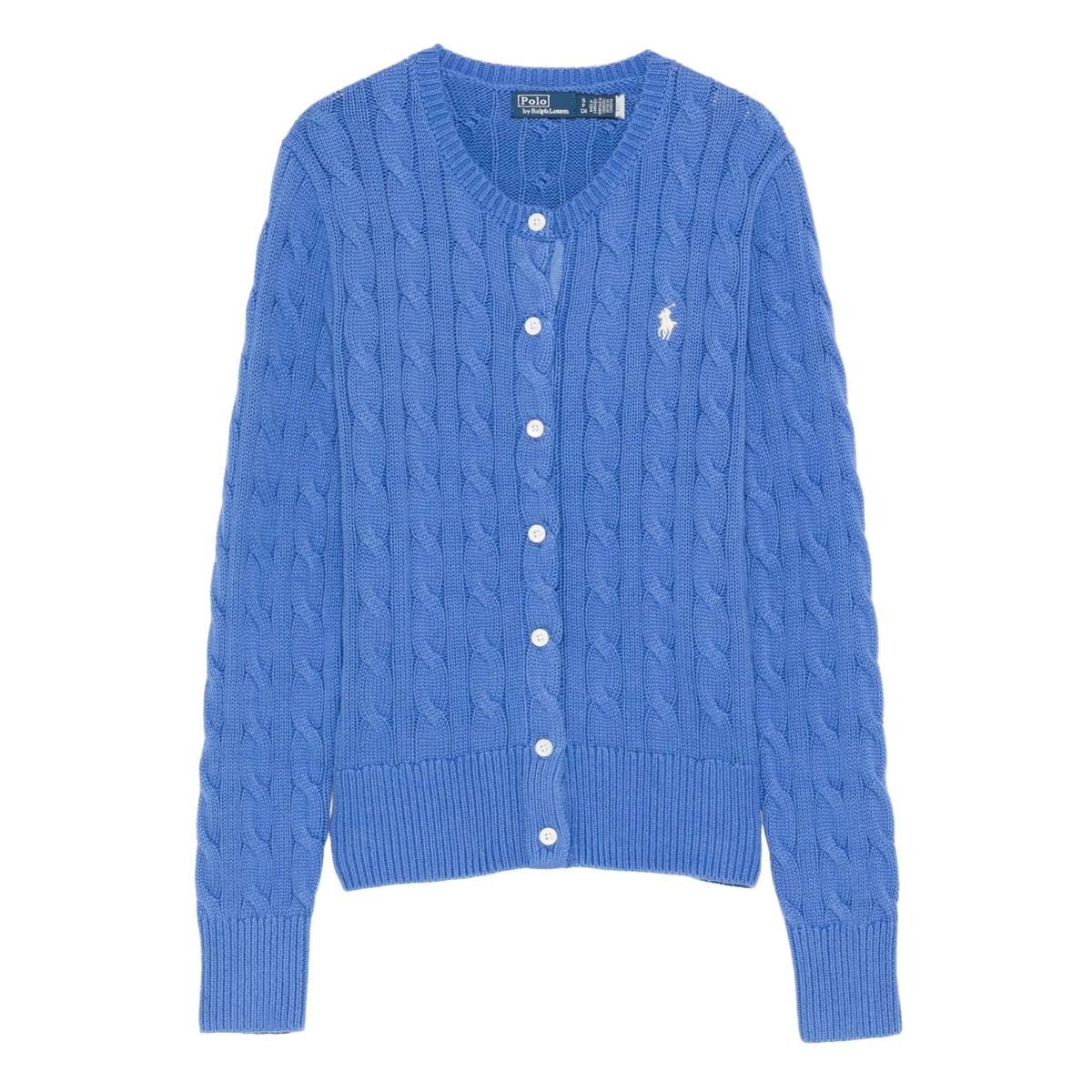 POLO RALPH LAUREN Cardigan Azzurro da donna in Cotone con Logo
