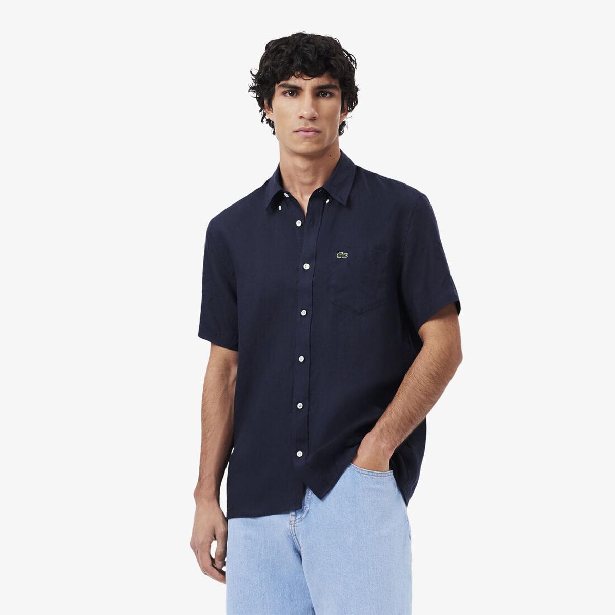 Lacoste Camicia a maniche corte ch5699 056, colori naturali chiari