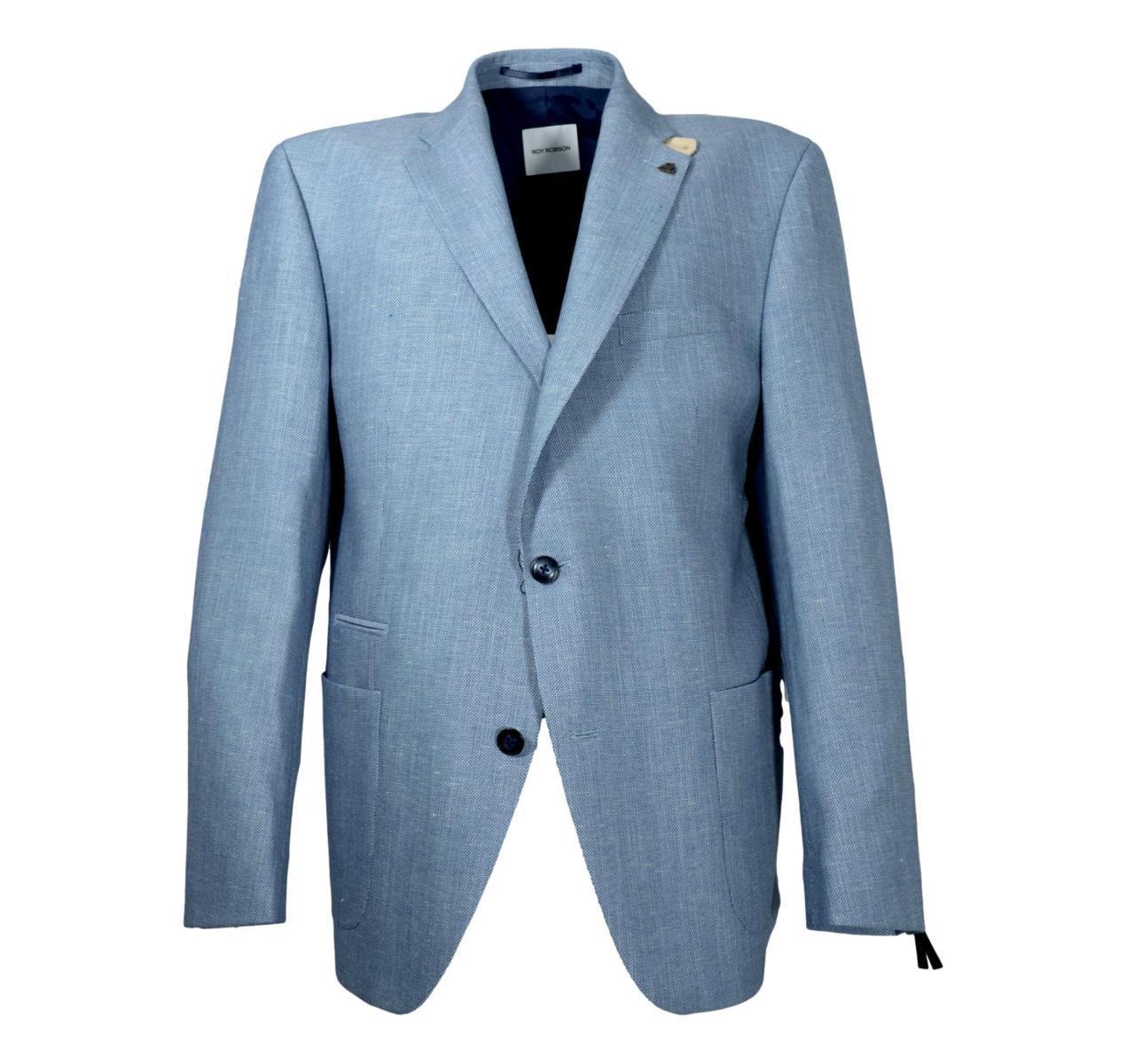 ROY ROBSON Giacca Uomo 14556 Tessuto Lavorato Toppe in Pelle scamosciata Colore Celeste