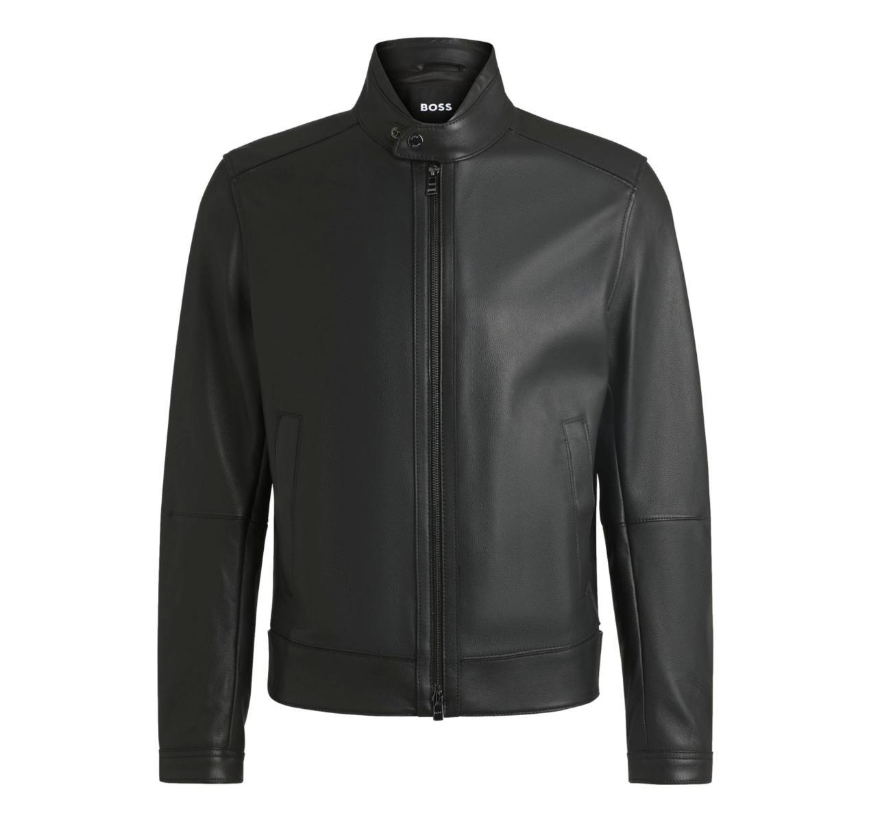 BOSS Giubbotto Uomo Regular Fit in Nappa Martellata Modello H-Mansell3 50532475 Colore Nero