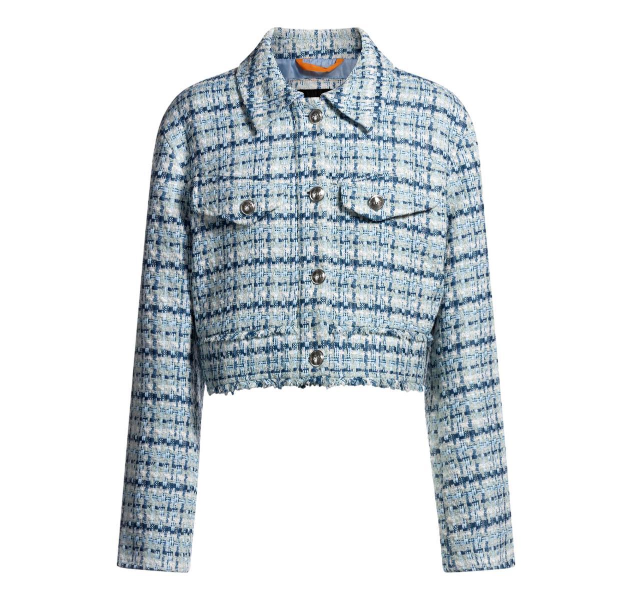 BOSS Giubbotto Donna Corto In Tweed Con Bottoni Metallici C Jafresi 50537051 Colore Blu
