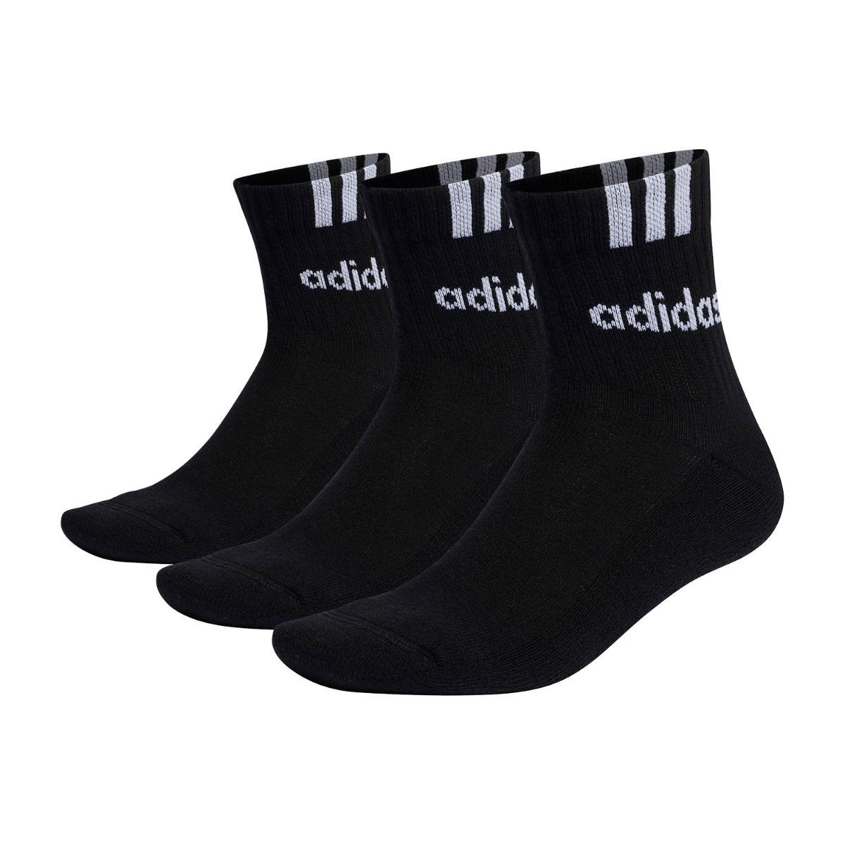 adidas Unisex - Adulto 3-Stripes Linear Half-Crew Cushioned Socks 3 Pairs, black/white, 45-48