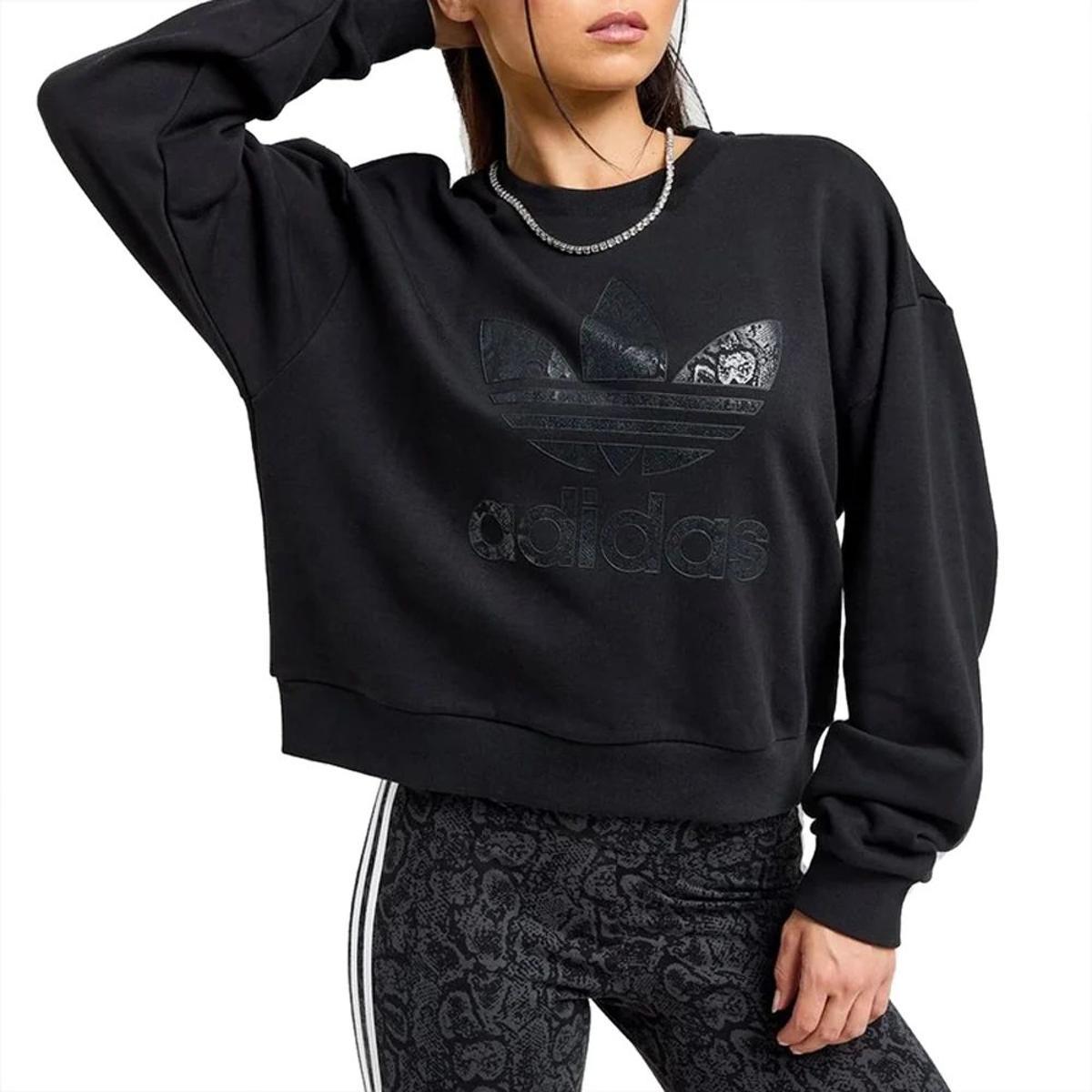 adidas Felpa nera da donna Snake