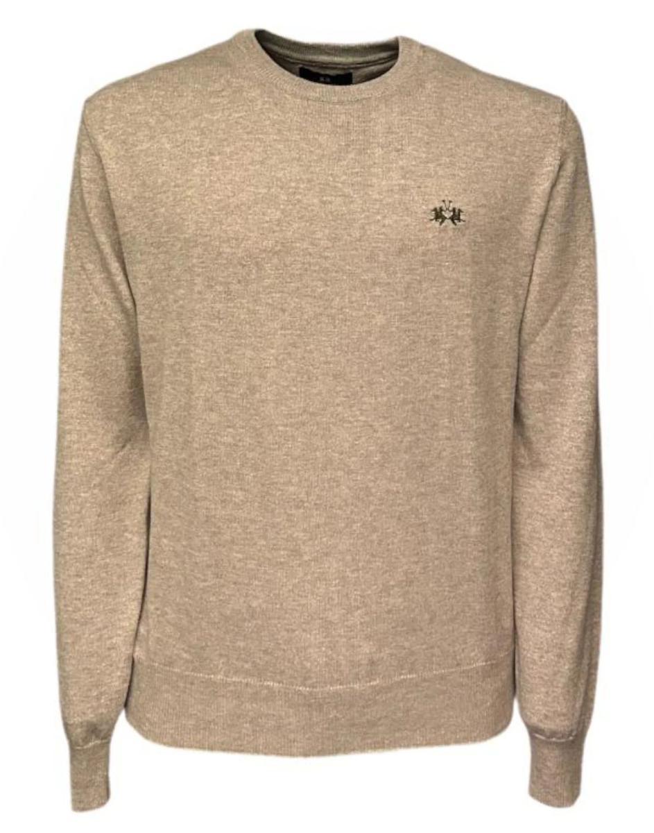 La Martina Maglioncino Beige Da Uomo Con Logo Nella Parte Anteriore