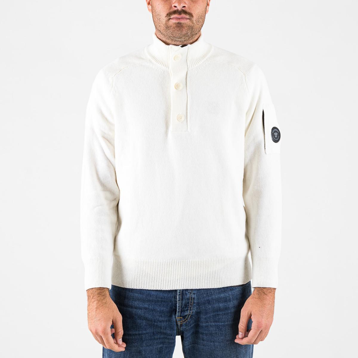 Maglie C.P. Company Lambswool GRS Half Button Sweater gauze white