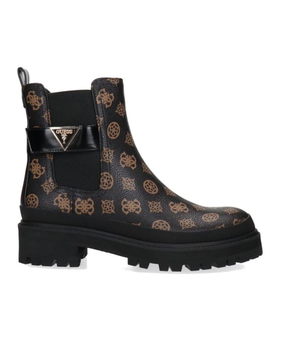 Guess Stivale Brown Logo 4g All Over Con Dettaglio Black Con Logo Triangle Black