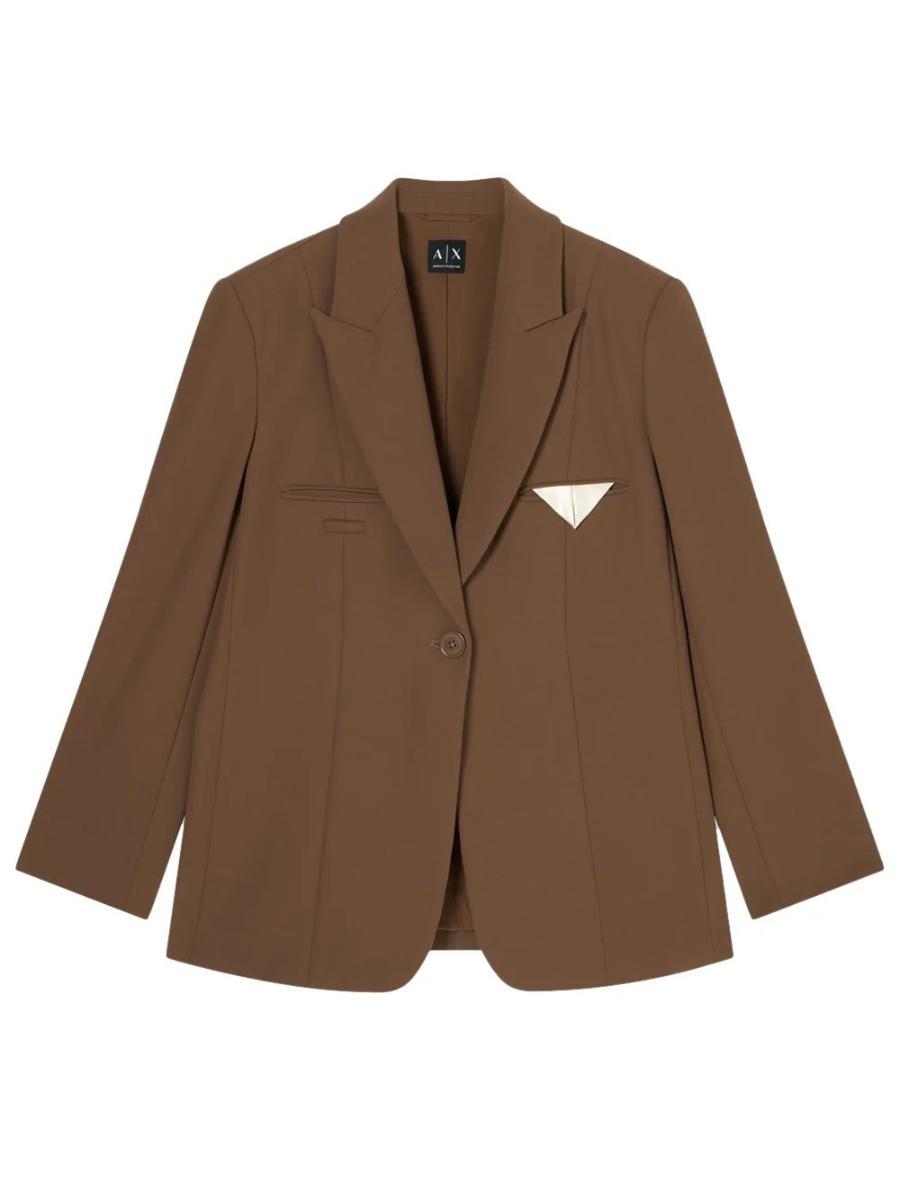 Armani Exchange Giacca Monopetto Marrone da Donna