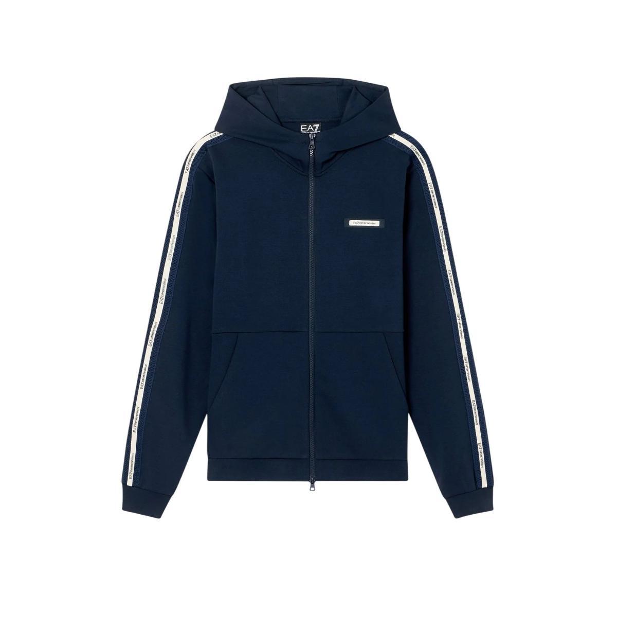 Felpa Uomo Interlok Blu con cappuccio