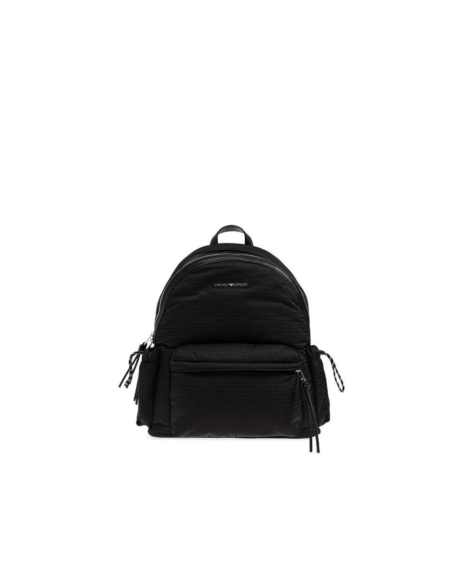 Emporio Armani Zaino Nero Interamente Logato