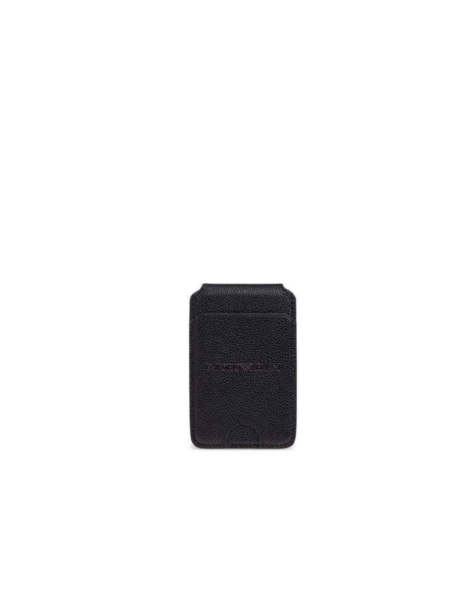 Emporio Armani Portacarte Nero Con Logo Tono Su Tono