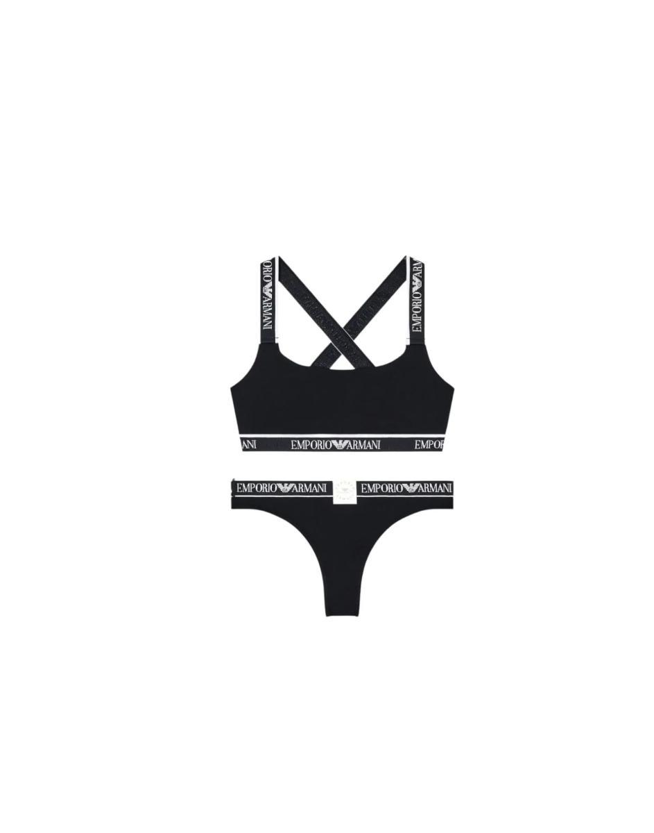 Emporio Armani Logoband Bralette + Brazilian Reggiseno Donna (Pacco da 1)