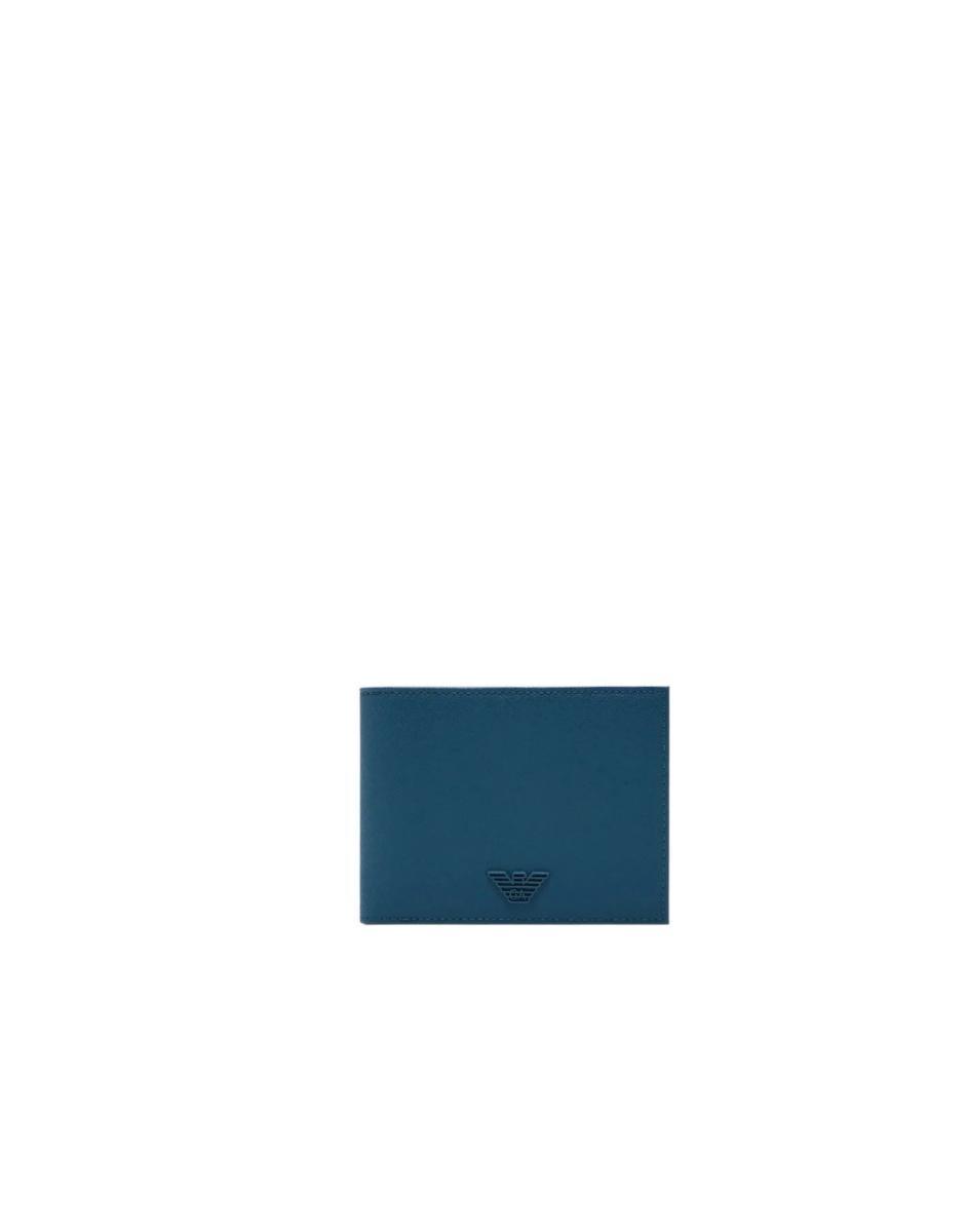 Emporio Armani Portafoglio Blu Con Logo Tono Su Tono