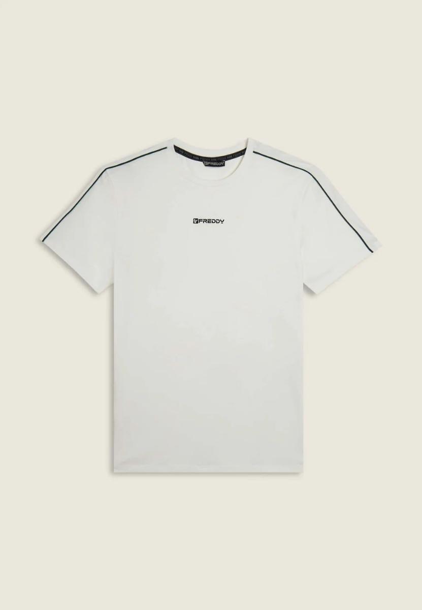 FREDDY T-Shirt Uomo Jersey Stretch Cotone con Cuciture a Contrasto, Regular Fit e Girocollo