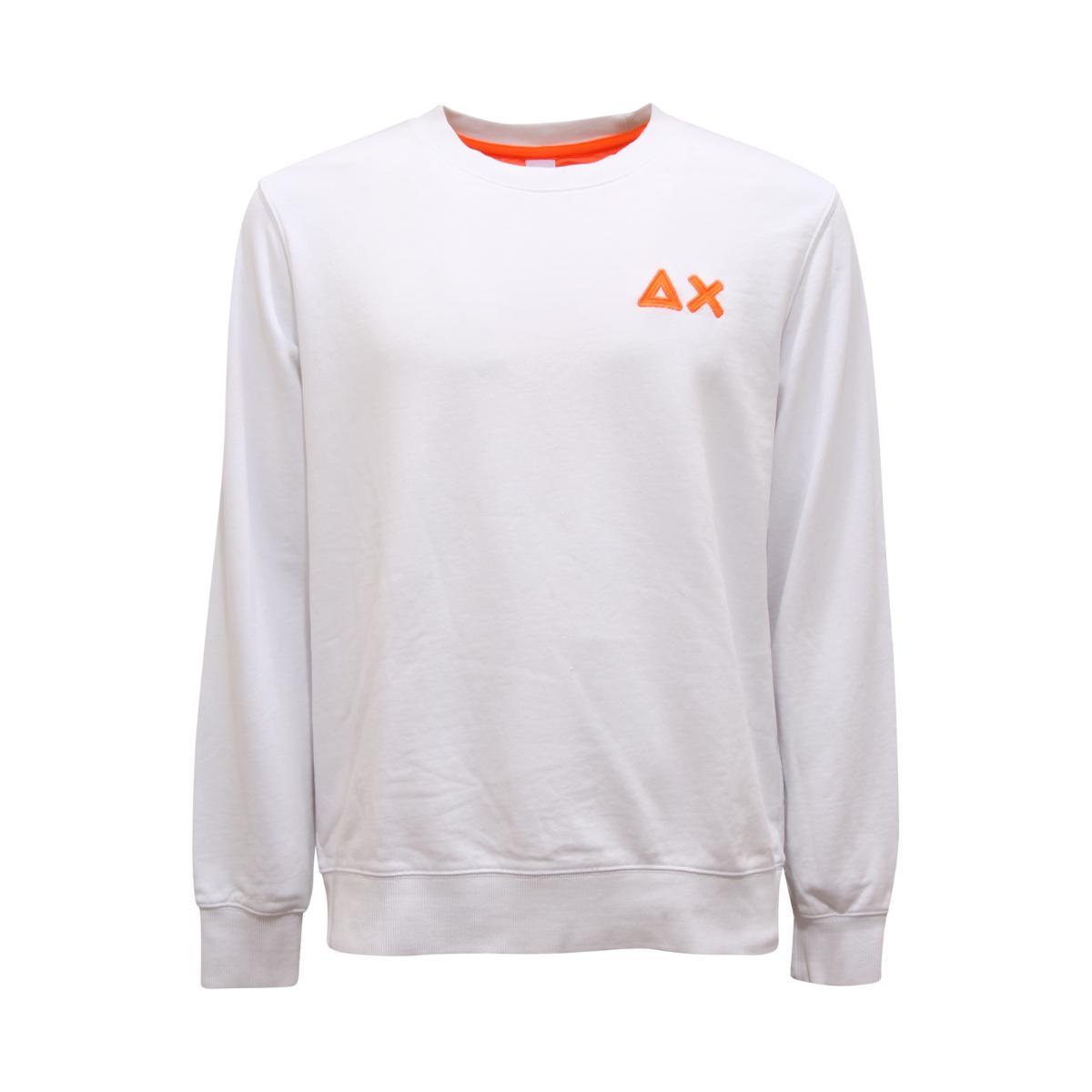 Q0592 FELPA UOMO SUN 68 FLUO effetto lavato LOGO MAN FLEECE SWEATSHIRT