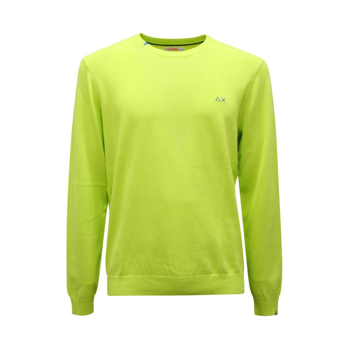 Q0586 MAGLIONE UOMO SUN68 ROUND NECK SOLID MAN COTTON SWEATER