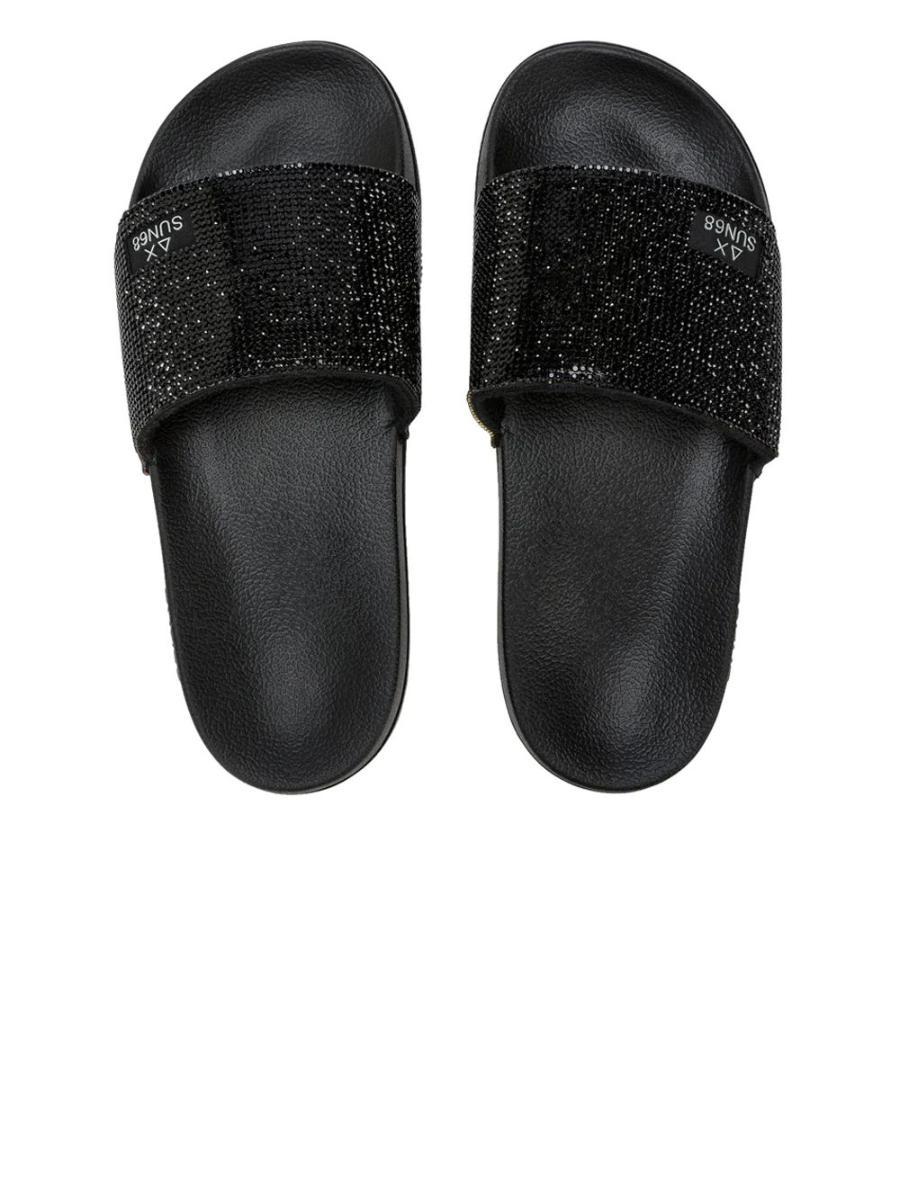 SUN68 Slippers strass beach donna 11 nero DS26SU22 X36202