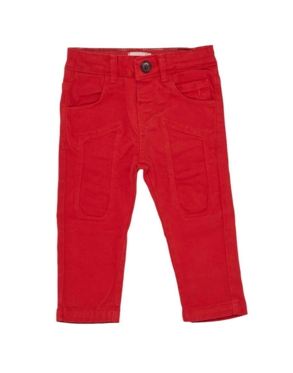 Jeckerson Pantalone Gabardina Bimbo 5 Tasche Con Toppa Rosso