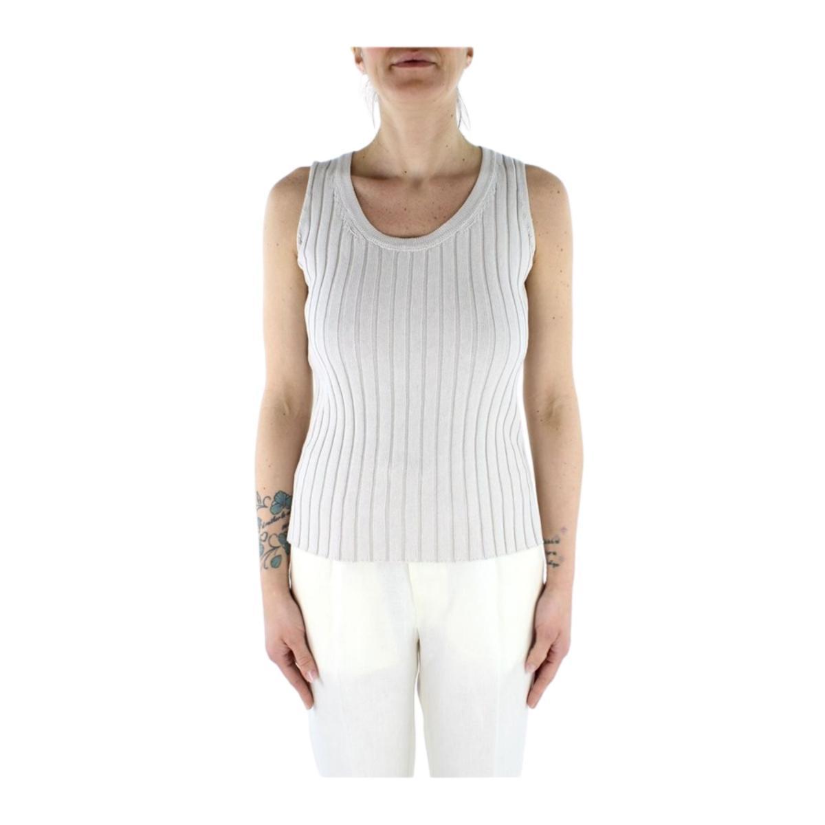 Maglia Donna senza maniche a coste larghe