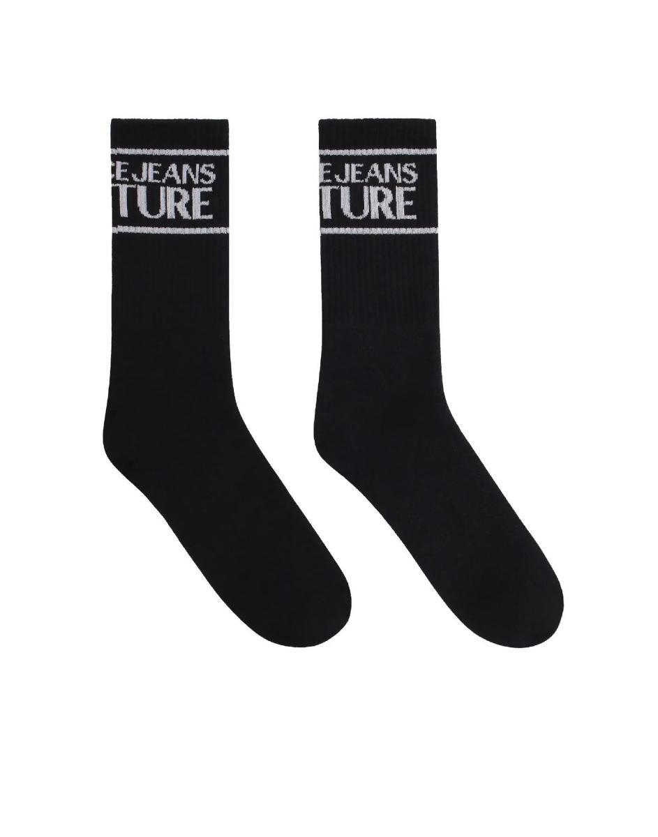Versace Jeans Couture Calzini Neri In Cotone Con Logo Versace Jeans Couture Di Colore Nero
