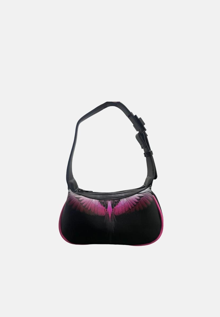 County Of Milan Borsa A Spalla Nera Con Inserti Rosa