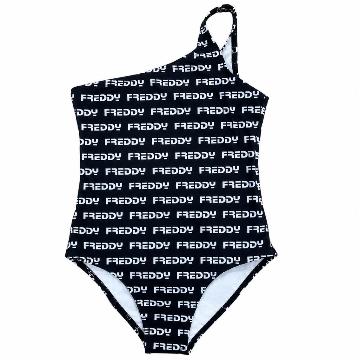 FREDDY - Costume Intero Bambina Monospalla Logato, 100% Poliammide