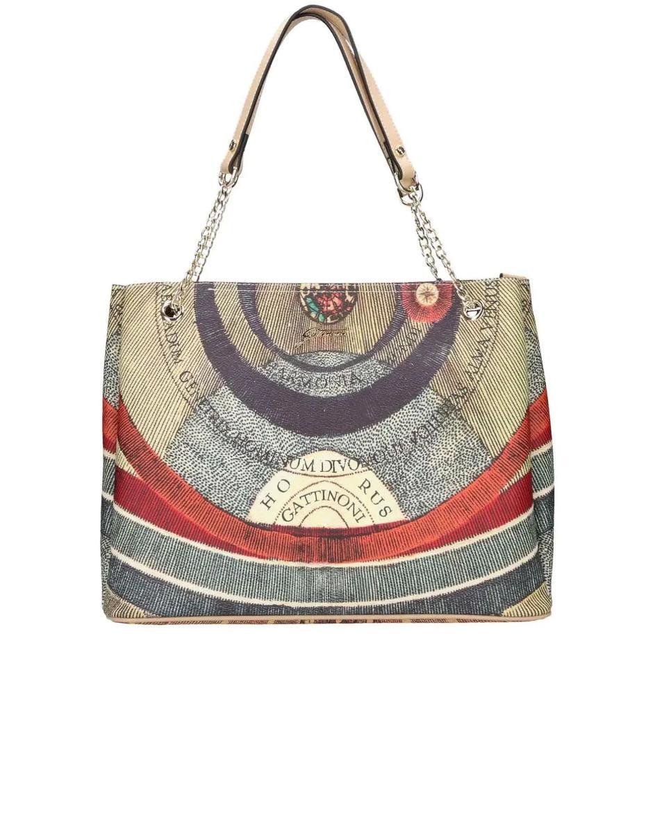 Gattinoni Borsa A Spalla In Stampa Planetarium Beige