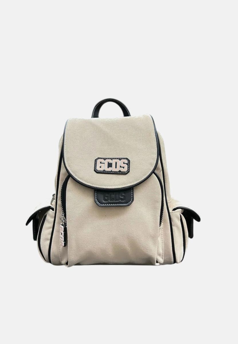 Gcds Zaino In Denim Pink Con Patch Logo